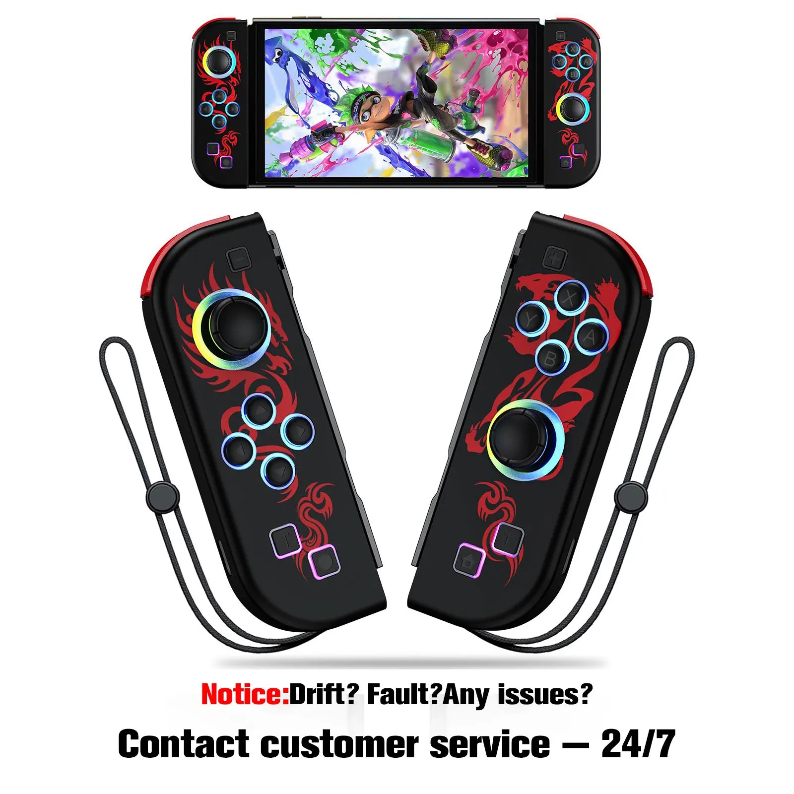 Switch Controller for Nintendo Switch, Switch Controller Joycon (L/R) with RGB Light Compatible with Nintendo Switch/ Switch Lite /Switch OLED Summerwins