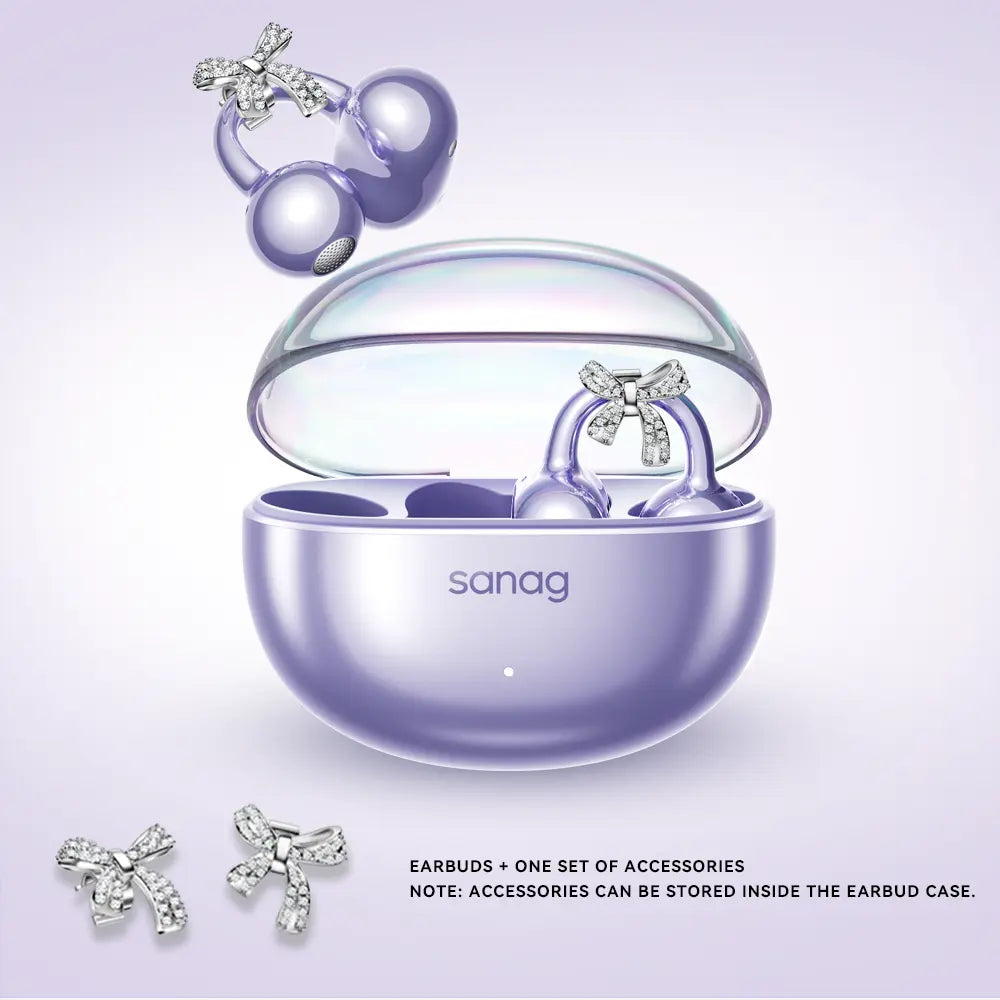 * Featured Earphones * Sanag S6S Nova Ear Clip on Earphone for Iphone for Android for Samsung Wireless Bluetooth Women Accessories Earring Headphones Open Design Sports Running Fitness Yoga Exercise Earbuds Festive Holiday Gifts Birthdays Anniversary Gift