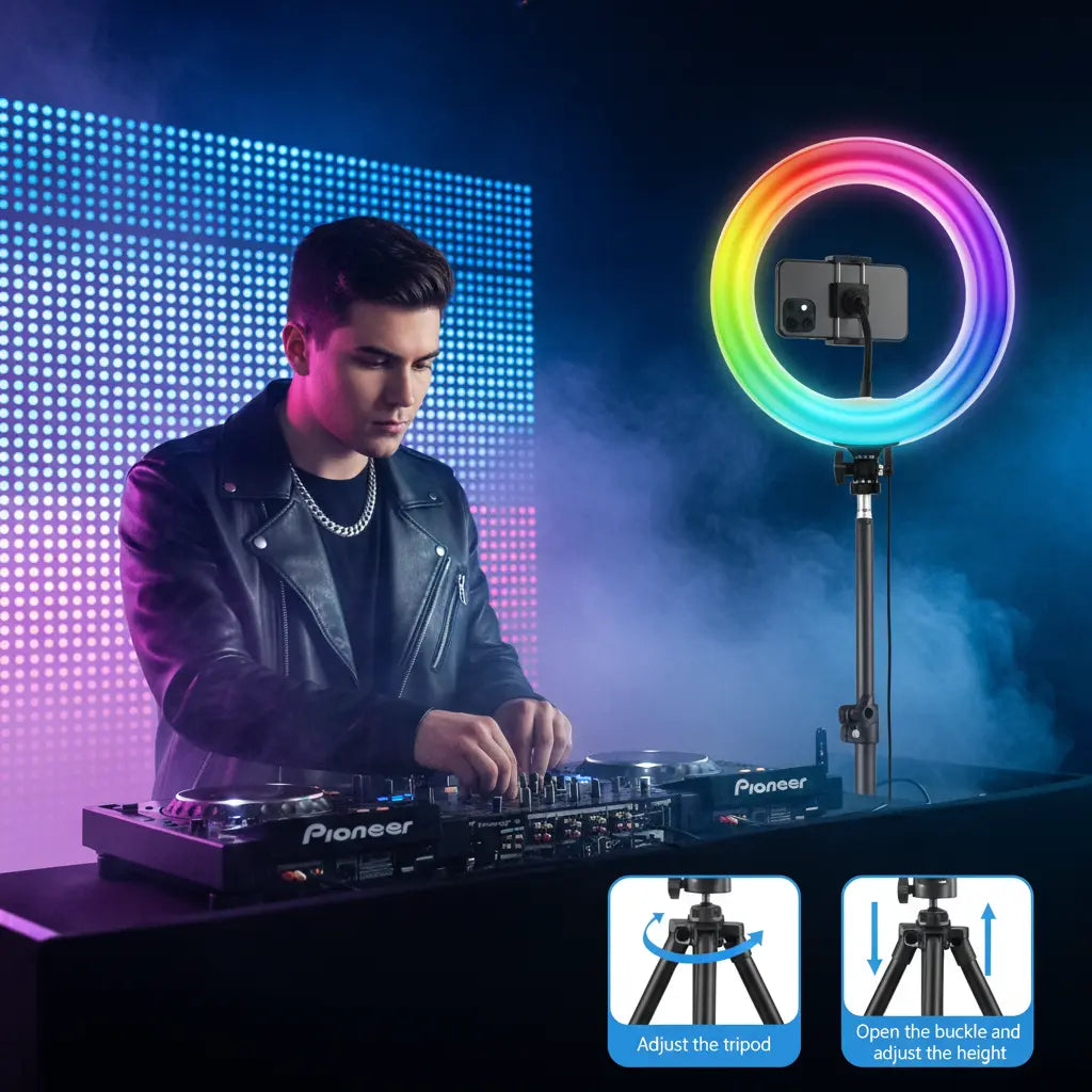 10-Inch Ring Lights with Tripod Stand - 63" Extendable, 3 Modes & RGB Colors, Remote Control for Studio-Quality Tiktok, Youtube Videos and Live Streaming#Mother'S Day Gift
