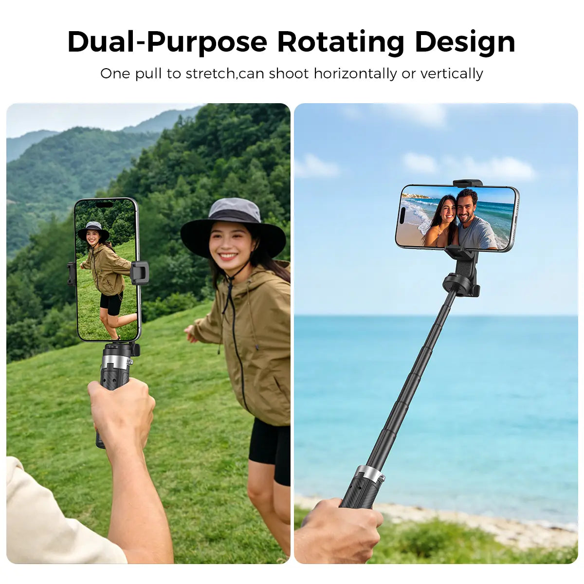 Upgraded Pro 2026 4-In-1 Selfie Stick with 360° Rotation Bluetooth Remote 25.5In Max Length Universal Fit for All Phones
