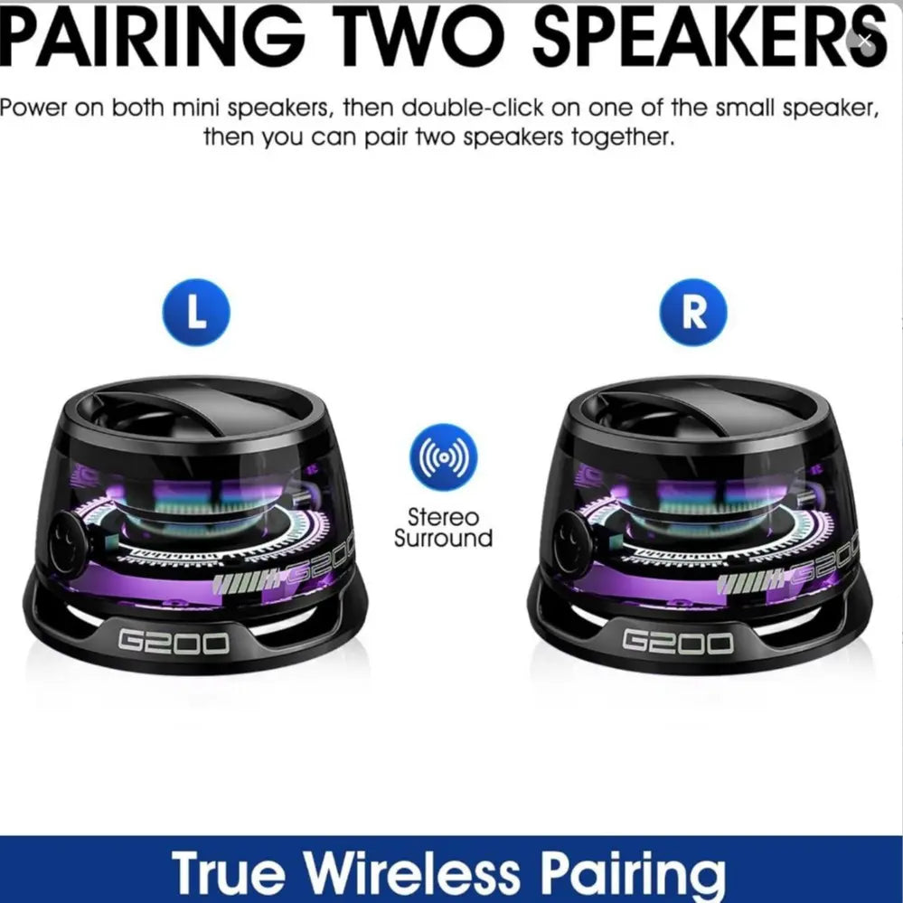 Magnetic Mini Bluetooth Speaker, G200 5W Minispeakers Wireless with Bluetooth 5.3, RGB Lightgame Mode,7H Playtime, Portable Phone Stand Foriphone, Travel, Golf Cart -Black