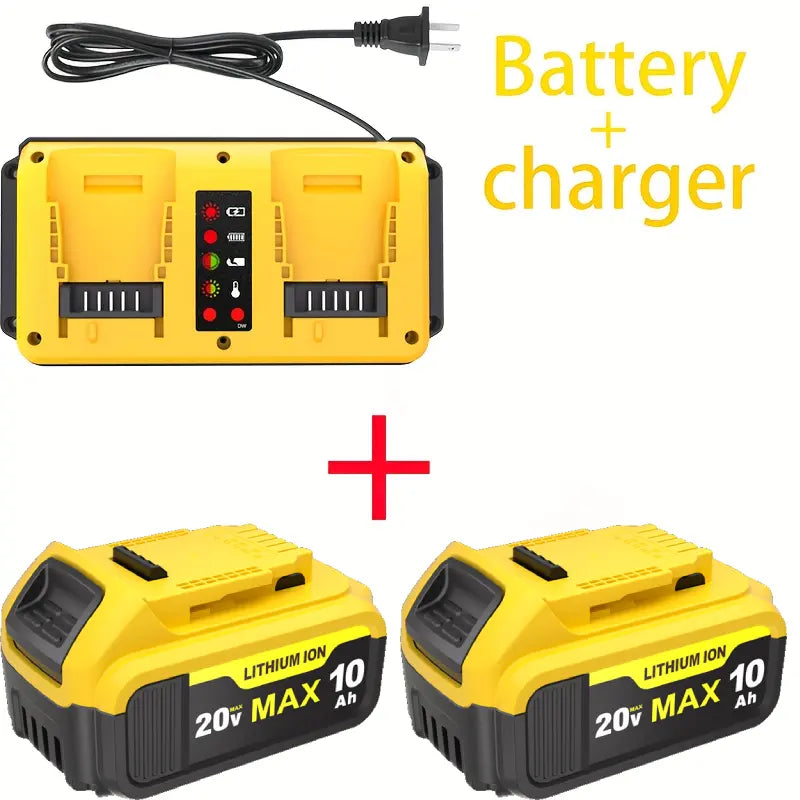 10Ah Lithium Battery Pack Compatible with Devvalt 20V Tools, Replacement for DCB200/ DCB204/ DCB180/ DCB182 and More（（Choose: 4Batterise, 2 Batteries, or Combo））