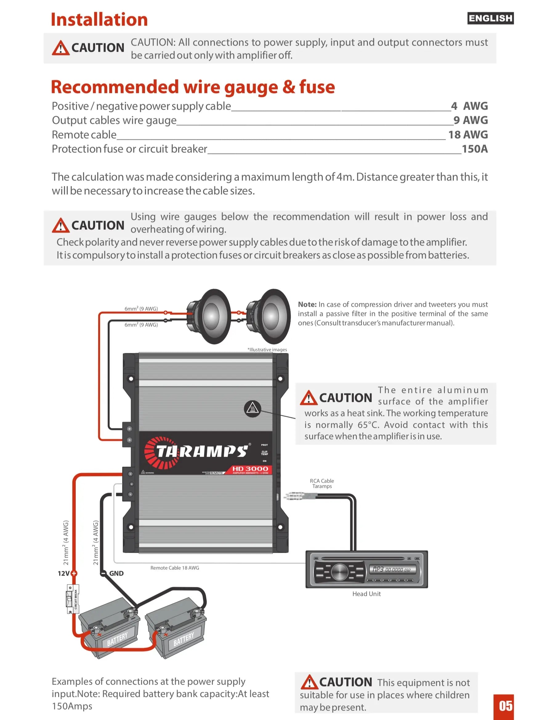 Taramps HD 3000 1 Channel 3000 Watts RMS MAX Full Range Car Audio Monoblock LED Monitor Indicator Class D Amplifier Crossover 3K Amplifier Sound Quality