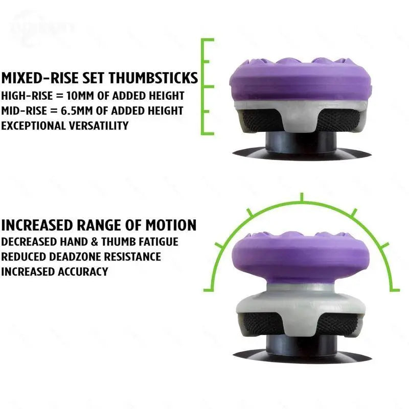 Professional Thumbstick Grips for Playstation 4 (PS4), Playstation 5 (PS5), Xbox Series X/S, Xbox One, Xbox One X/S Controller | 2 Performance Thumbsticks, 1 High-Rise, 1 Mid-Rise, Performance Grips for Playstation 5 / Xbox Console Dual Joystick