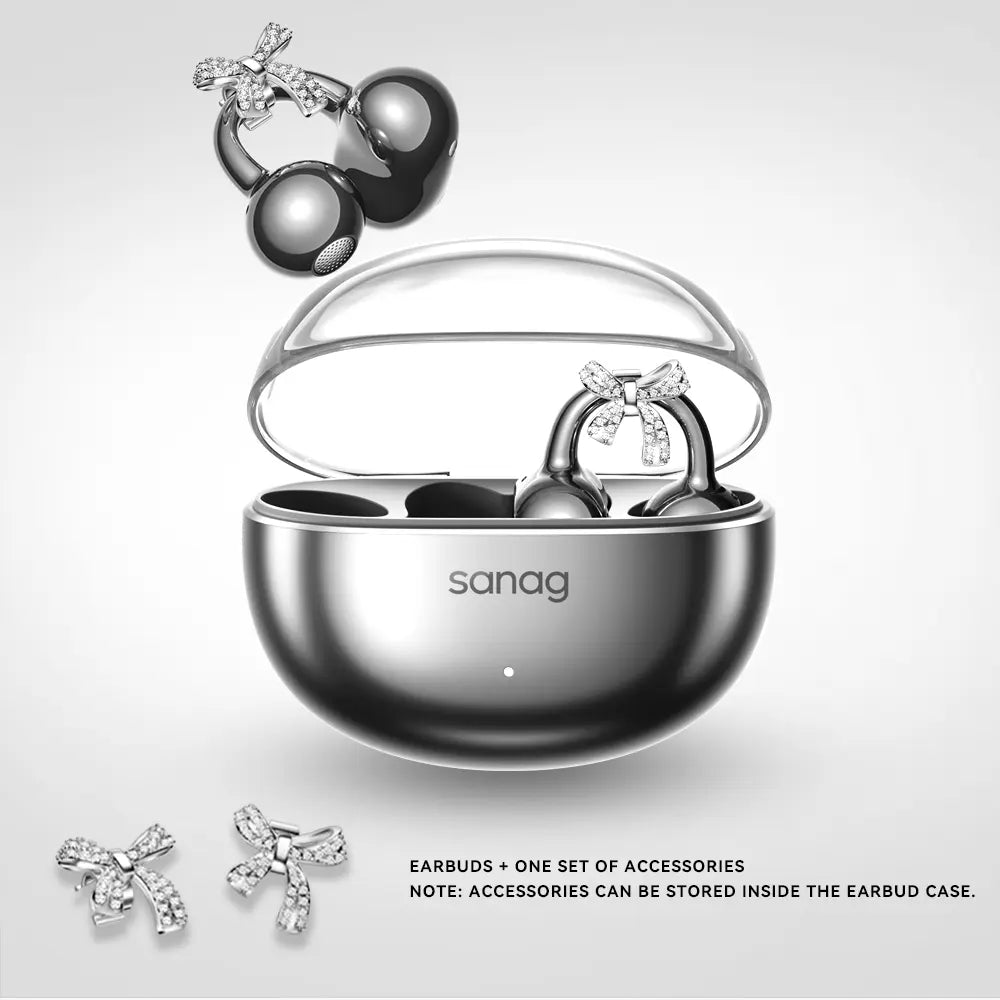 * Featured Earphones * Sanag S6S Nova Ear Clip on Earphone for Iphone for Android for Samsung Wireless Bluetooth Women Accessories Earring Headphones Open Design Sports Running Fitness Yoga Exercise Earbuds Festive Holiday Gifts Birthdays Anniversary Gift