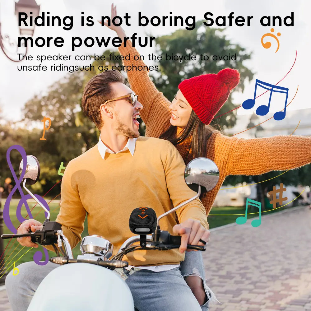 Bass-17 Wireless Cycling Speaker: 7W Stereo with Deep Bass to Boost Your Ride, 1200Mah for 10H Playback, IPX-5 Waterproof,Supports Bluetooth/Tf/Tws & Hands-Free Calls – Built for Motorcycles & Bikes, All-In-One Speaker with Subwoofer Power