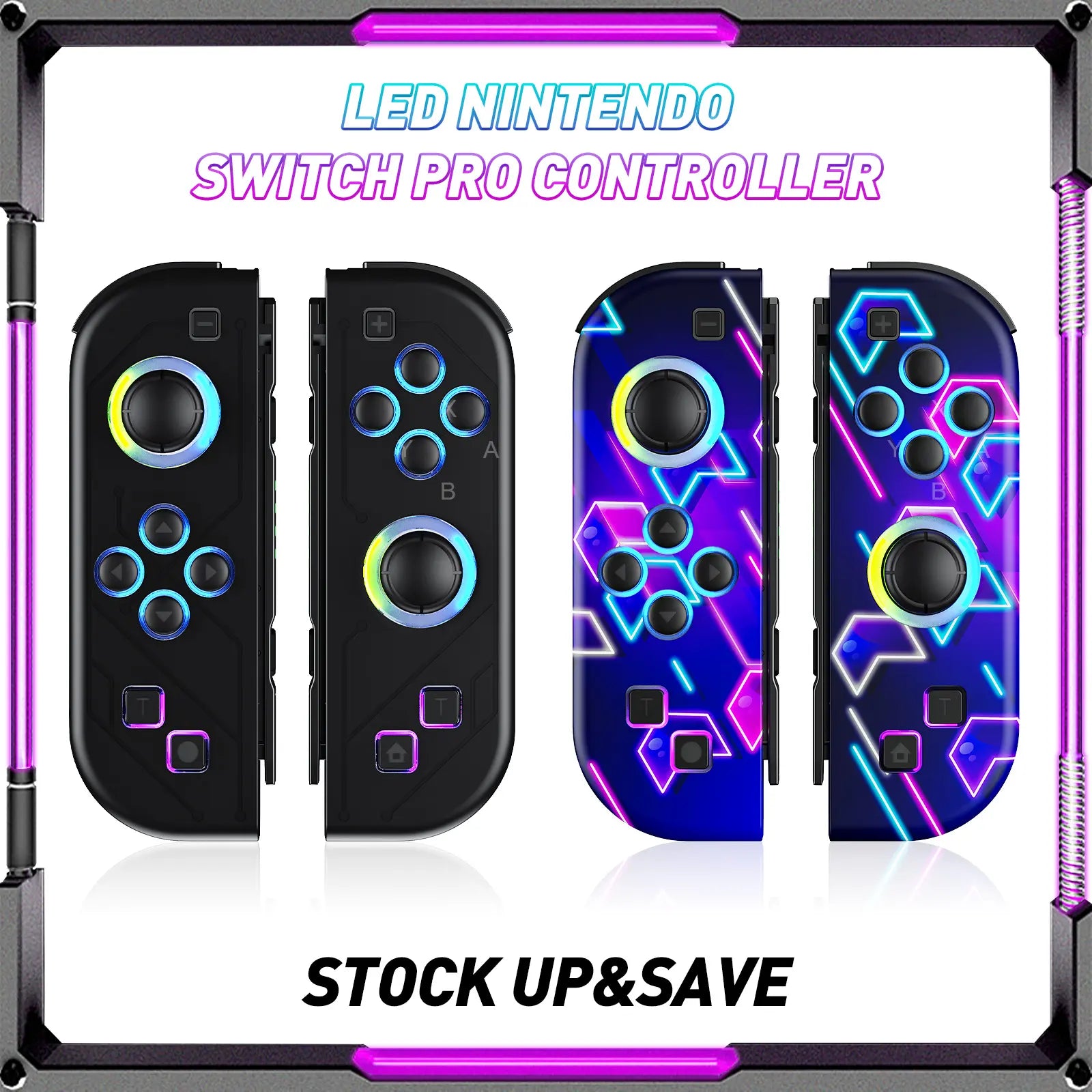 Switch Controller for Nintendo Switch, Switch Controller Joycon (L/R) with RGB Light Compatible with Nintendo Switch/ Switch Lite /Switch OLED Summerwins