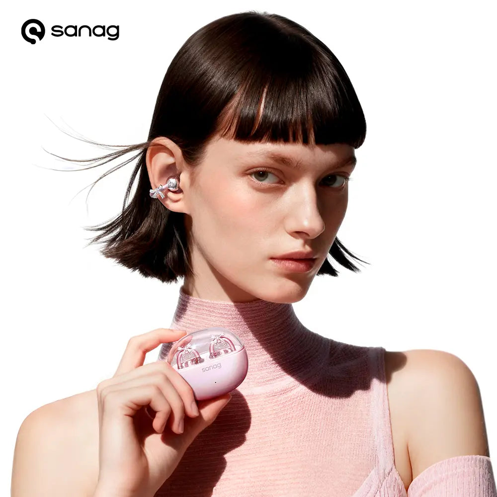 * Featured Earphones * Sanag S6S Nova Ear Clip on Earphone for Iphone for Android for Samsung Wireless Bluetooth Women Accessories Earring Headphones Open Design Sports Running Fitness Yoga Exercise Earbuds Festive Holiday Gifts Birthdays Anniversary Gift
