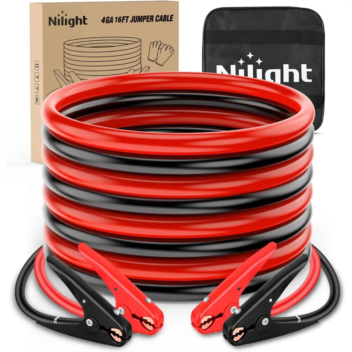 Nilight 0 Gauge 30 FT Heavy-Duty 1000 a CCA Automotive Vehicle Jumper Cables, Car Battery Booster Jump Start Kit with Carry Bag & Storage Bag for Pickup Trucks