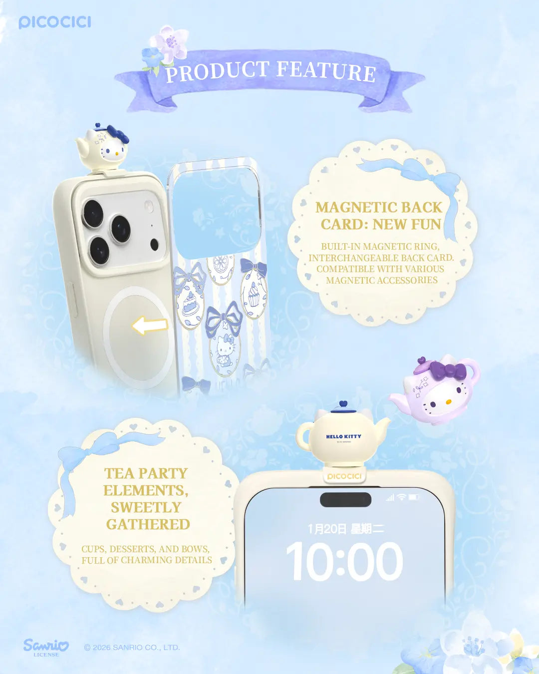 Hello Kitty X MINILIKE Style Tea Party Series Funglide Phone Case Iphone 17 Pro/Pro Max