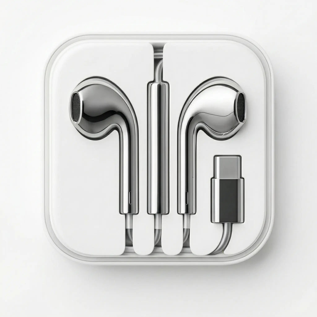 Aesthetic Chrome Earbuds (USB Type-C)