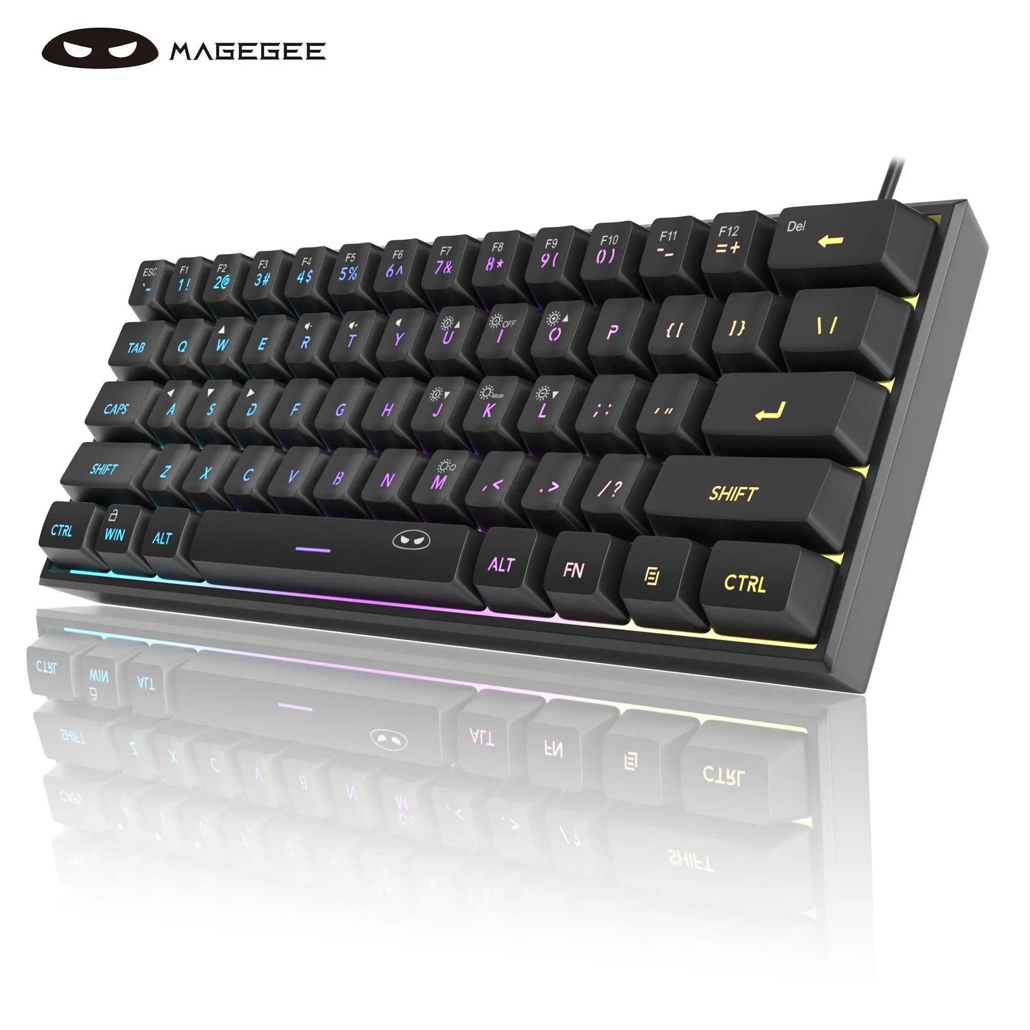 Magegee Mini 60% Gaming Keyboard, RGB Backlit 61 Key Ultra-Compact Keyboard, TS91 Ergonomic Mechanical Feeling Office Computer Keyboard for PC, MAC, PS4, Xbox ONE Gamer