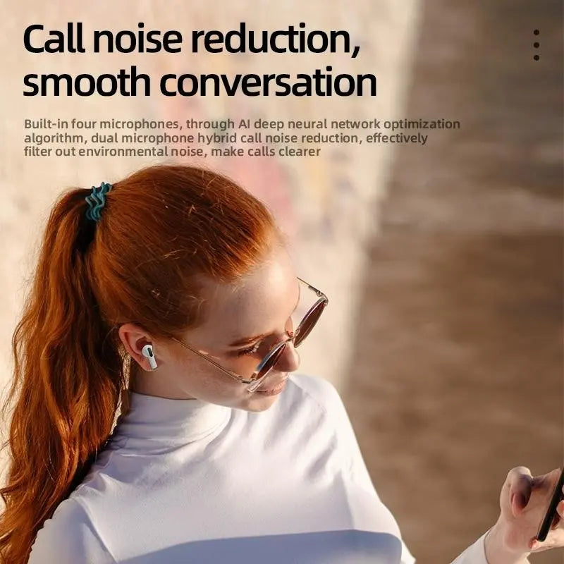 TWS Wireless Bluetooth-Compatible Earphones with Microphone, High Fidelity Stereo Sound, Smart Touch, Low Latency, Long Battery Life, Auto Pairing