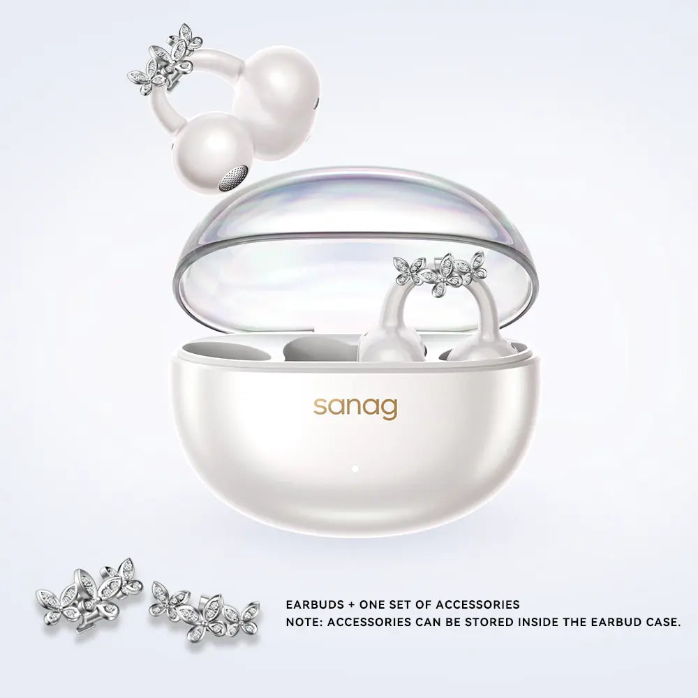 * Featured Earphones * Sanag S6S Nova Ear Clip on Earphone for Iphone for Android for Samsung Wireless Bluetooth Women Accessories Earring Headphones Open Design Sports Running Fitness Yoga Exercise Earbuds Festive Holiday Gifts Birthdays Anniversary Gift