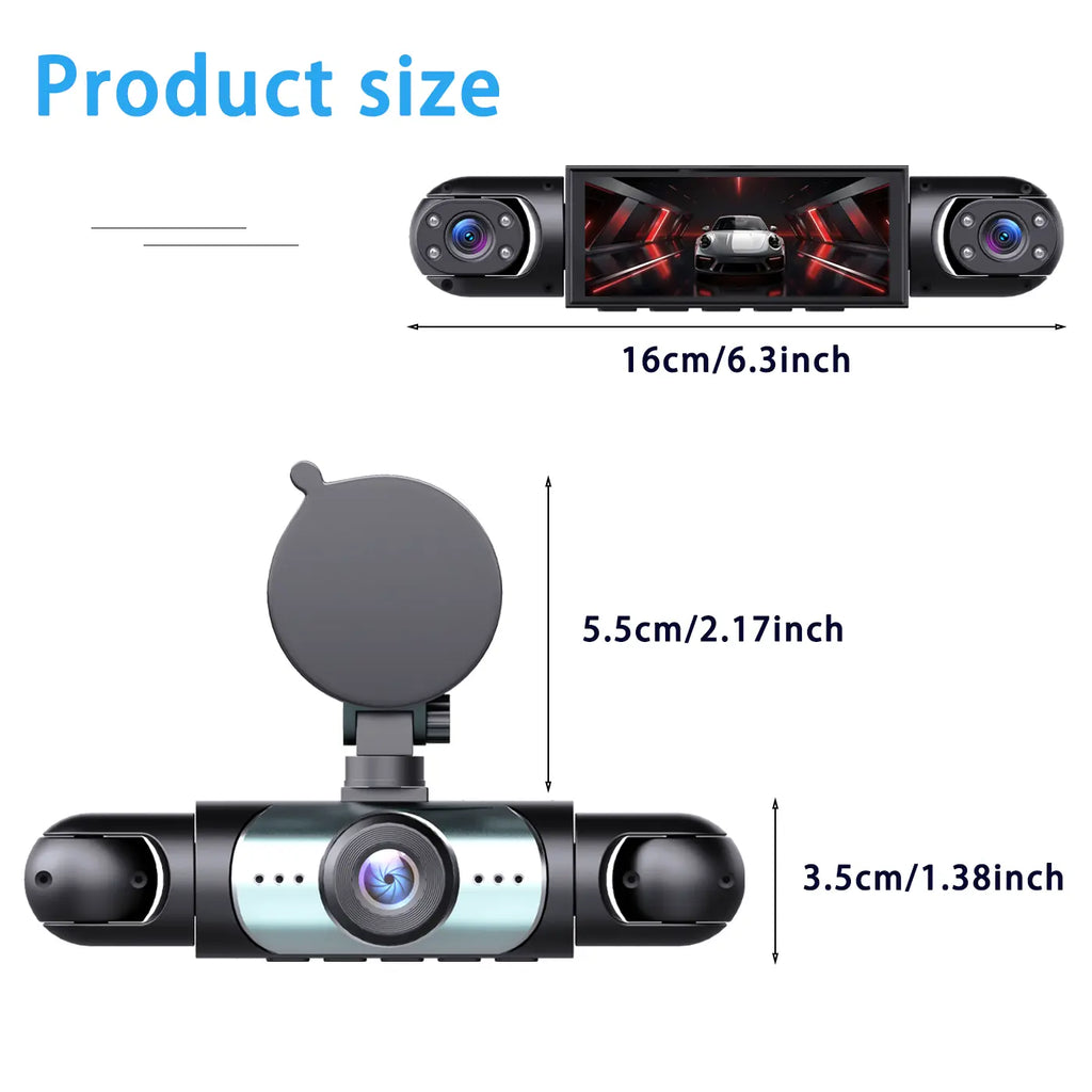 4 Channel 1080P Car Dash Cam 64GB SD Card 24/7 Parking Mode Night Vision Front Rear Left Right HD Screen Loop Recording Wide Angle G Sensor Accident Evidence Car Safety Recorder Car Gadgets Tech Gifts # Dashcam # FYP # Cartok # Safetyfirst Tiktokshopsprin