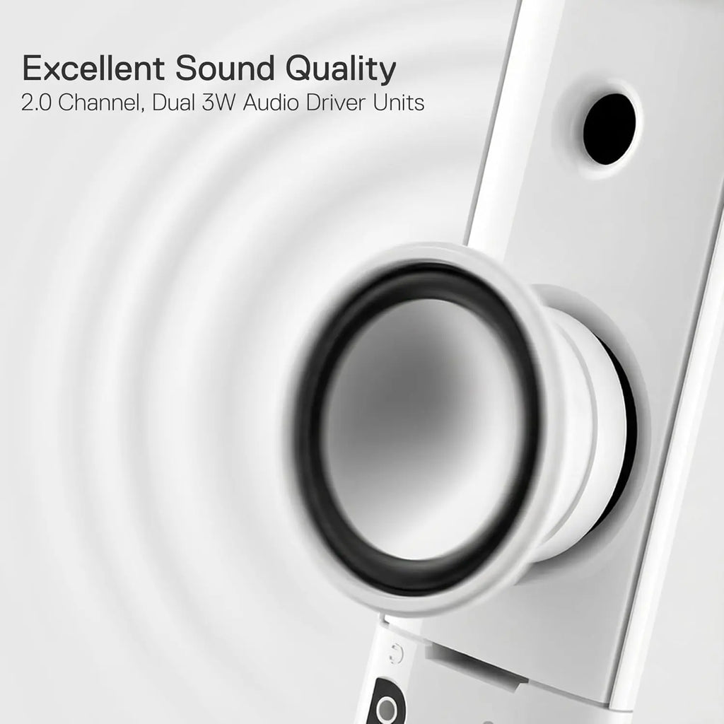 Redragon GS550 2.0 Channel PC Gaming Audio Sound System, Compact Desk Gadgets Bass Speakers, Lighted Display Speakers with Headphone Jack, Red Backlit, USB Powered & 3.5Mm Cable, White Desktop Sound Bar