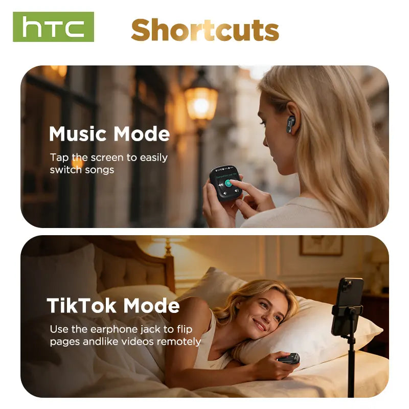 HTC NE72 TWS Earbuds, Bluetooth 6.0 Headphones, Multi-Language Translation, with App, Earbud Case Supports External Audio Playbackwireless Earbuds with LED Smart Touch Control, Suitable for Gaming, Office Work, Sports, Studying, and Voice Calls