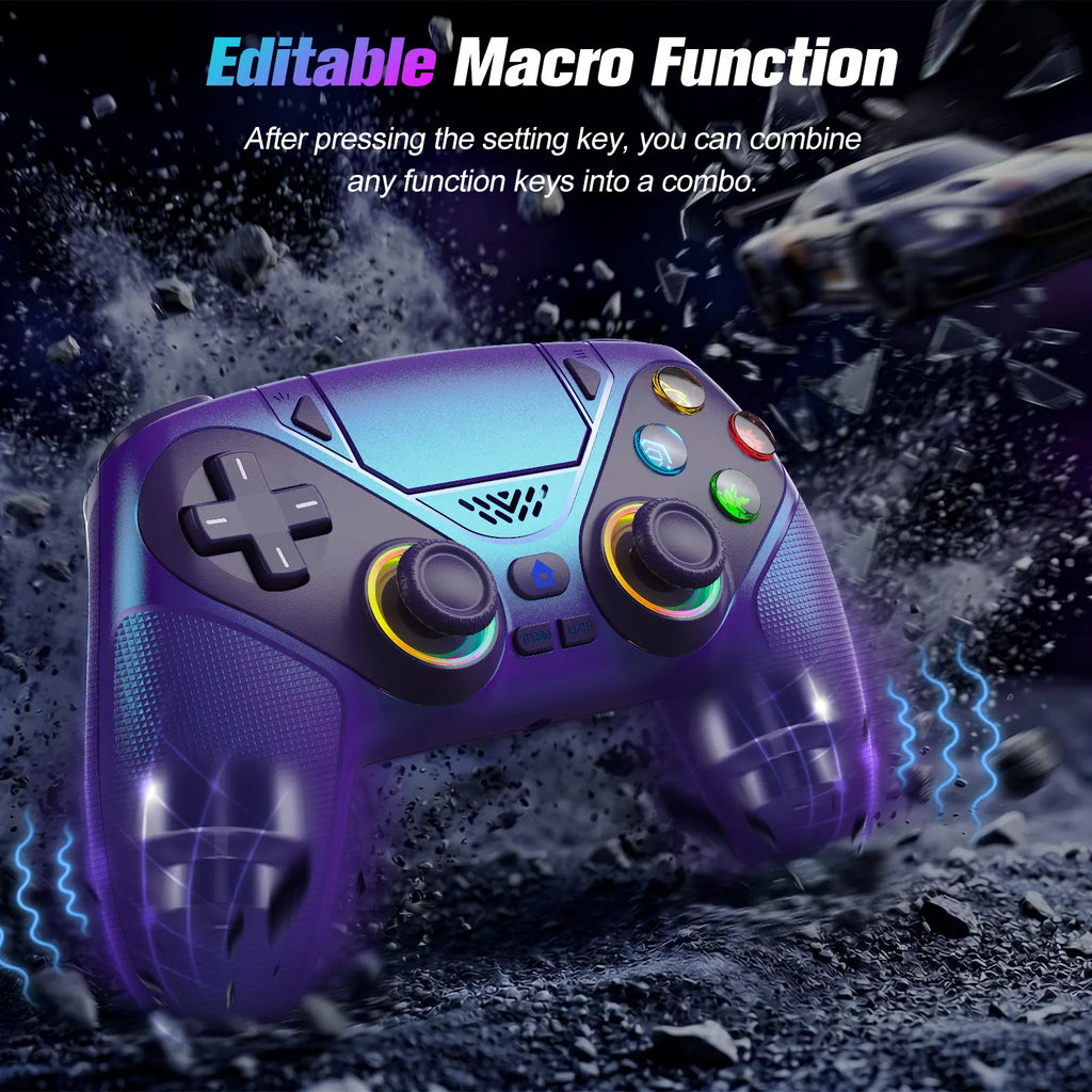 Wireless Gaming Controller Pro for PS5 with LED RGB Light– Turbo & Macro Programmable Compatible with Playstation 5,Dual Vibration, Motion Sensing, Programmable Buttons & 1000Mah Fast-Charging Anti-Drift Calibration Guide Summerwins