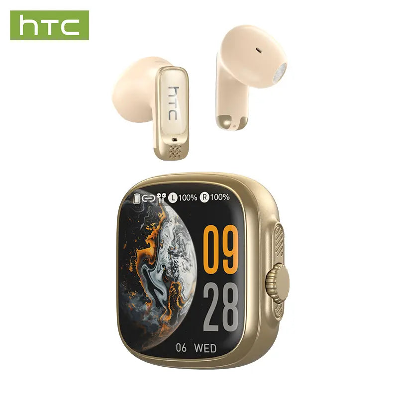 HTC NE72 TWS Earbuds, Bluetooth 6.0 Headphones, Multi-Language Translation, with App, Earbud Case Supports External Audio Playbackwireless Earbuds with LED Smart Touch Control, Suitable for Gaming, Office Work, Sports, Studying, and Voice Calls