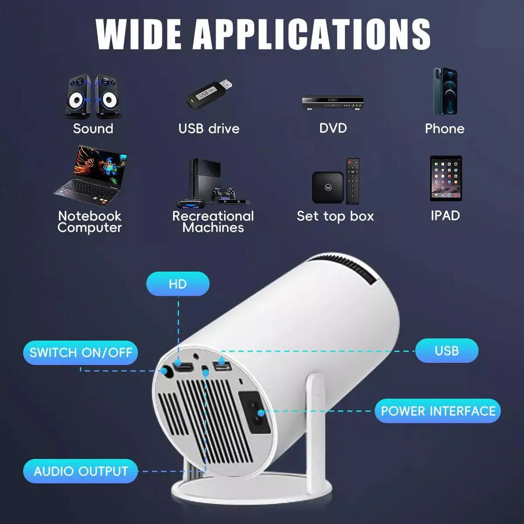Mini Projector with Bluetooth, 180 Degree Rotation,Portable Projector Built-In Apps ,Support with HDMI/TV Stick/Iphone/Laptop for Bedroom Wall,#Summervibes