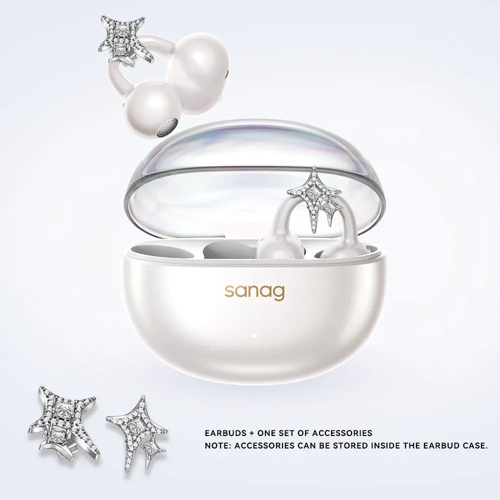 * Featured Earphones * Sanag S6S Nova Ear Clip on Earphone for Iphone for Android for Samsung Wireless Bluetooth Women Accessories Earring Headphones Open Design Sports Running Fitness Yoga Exercise Earbuds Festive Holiday Gifts Birthdays Anniversary Gift
