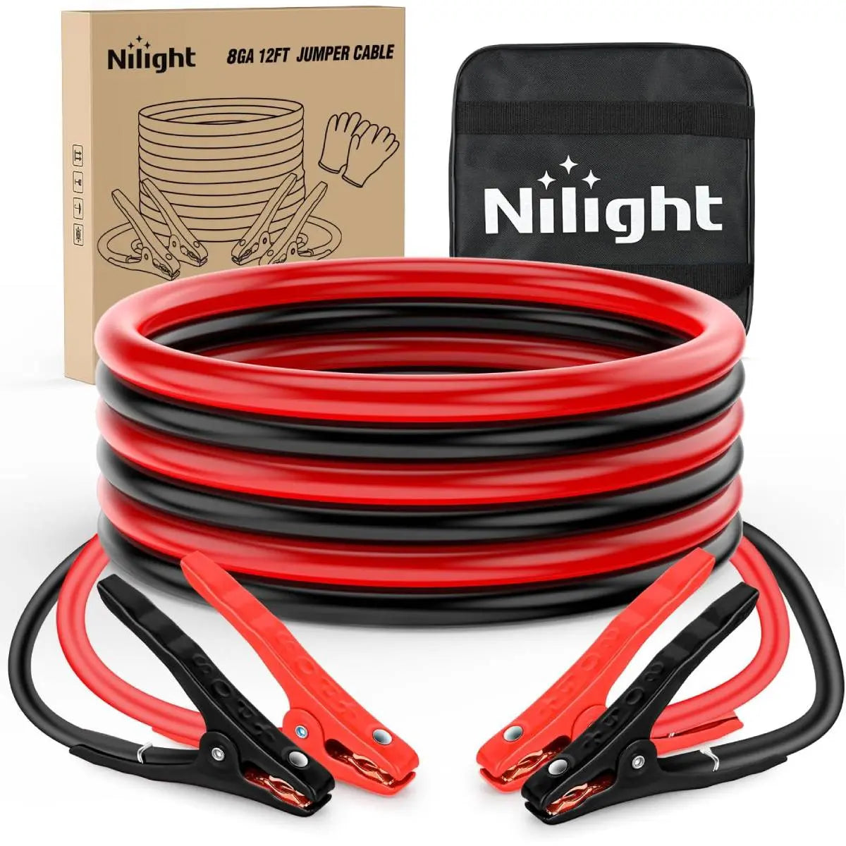 Nilight 0 Gauge 30 FT Heavy-Duty 1000 a CCA Automotive Vehicle Jumper Cables, Car Battery Booster Jump Start Kit with Carry Bag & Storage Bag for Pickup Trucks