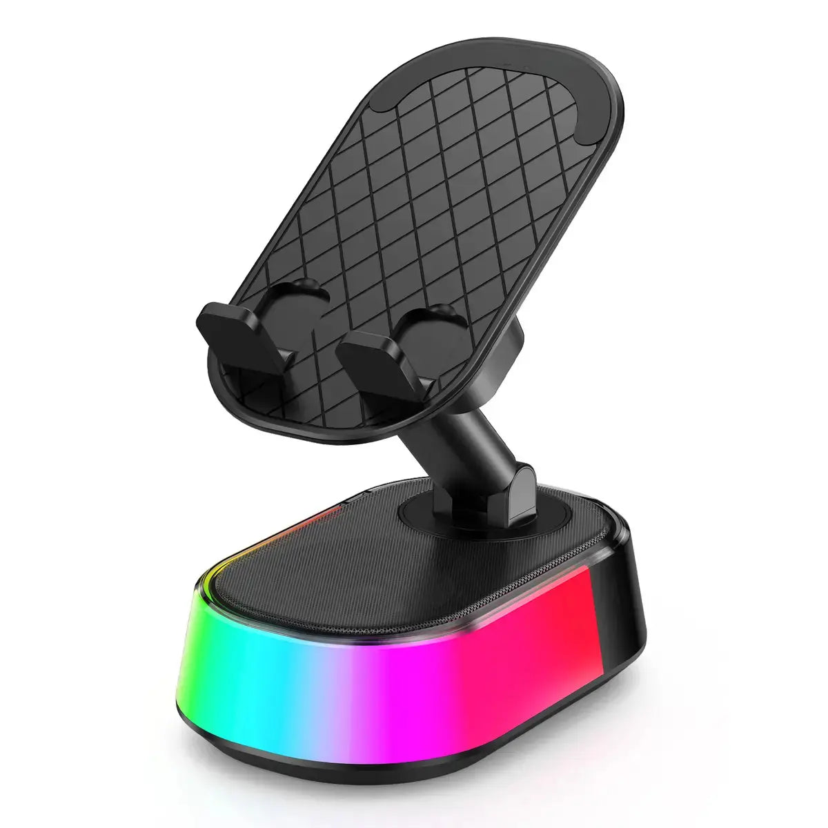 Wireless Bluetooth Speaker with Phone Holder, Emergency Charging, Smart Sensing, Colorful Atmosphere Light, 9D HD Surround Sound, Foldable & Rotatable, for Iphone & Android