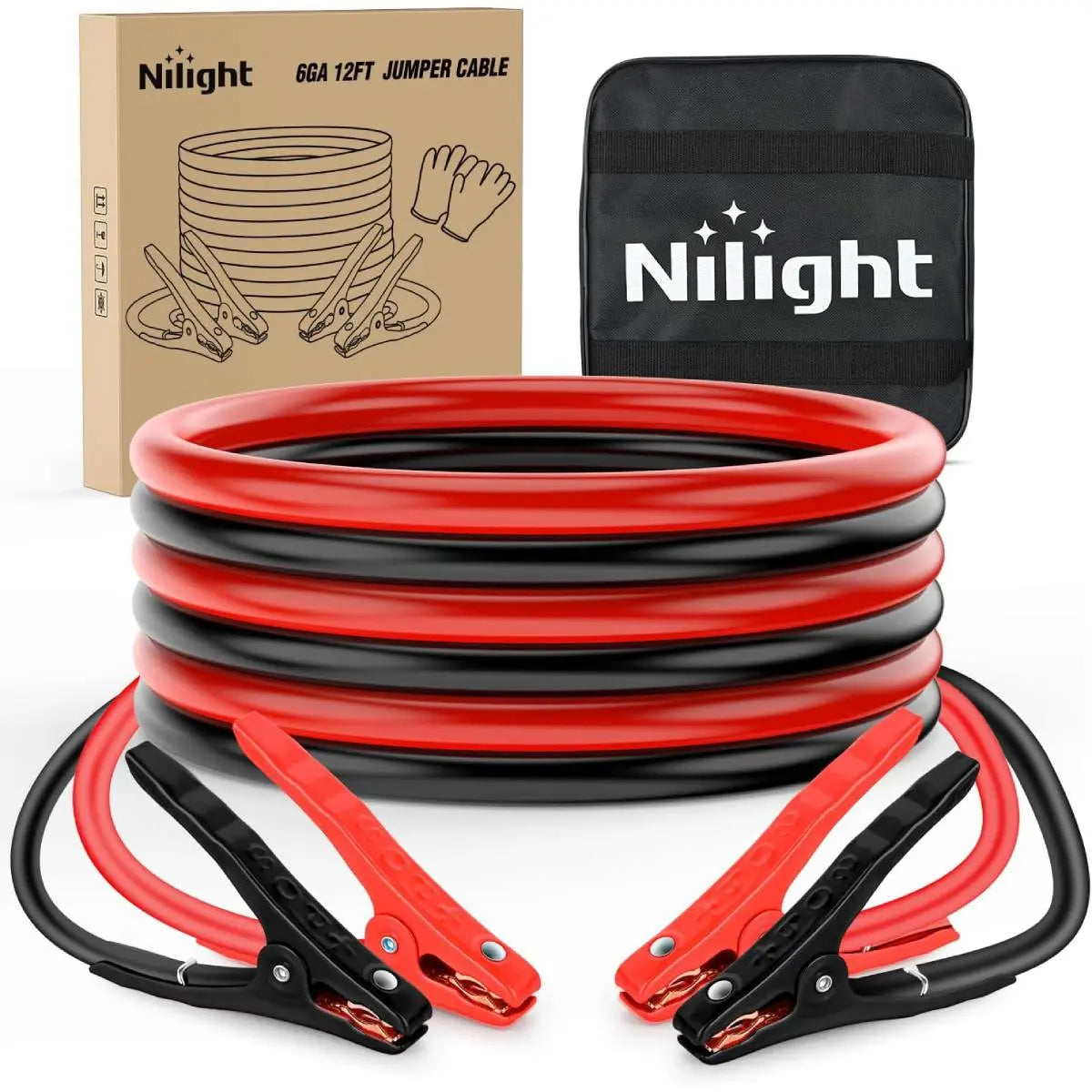 Nilight 0 Gauge 30 FT Heavy-Duty 1000 a CCA Automotive Vehicle Jumper Cables, Car Battery Booster Jump Start Kit with Carry Bag & Storage Bag for Pickup Trucks