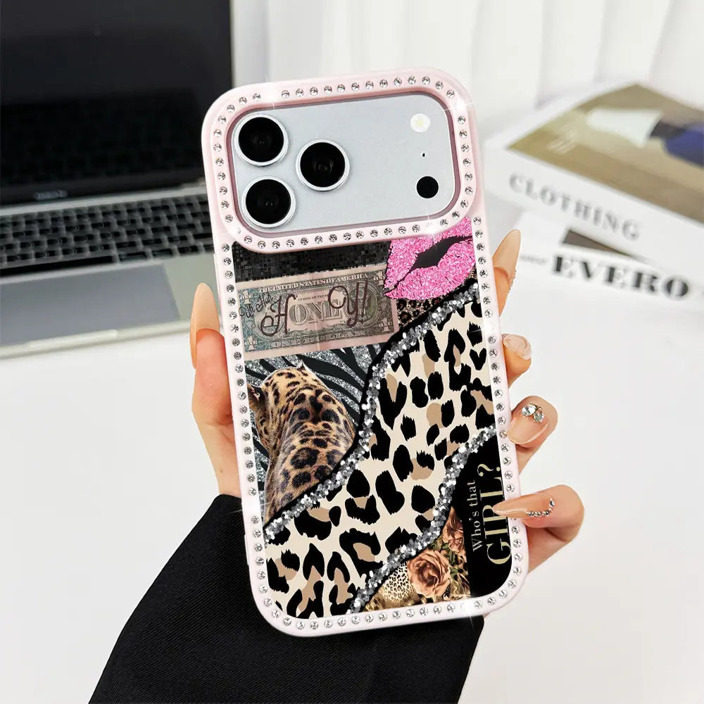 Shining Leopard Print Double-Sided Diamond Studded Phone Case, Military Grade anti Drop, Stylish and Beautiful Phone Protection Case, Suitable for Iphone 17 Pro Max, 16, 15 Plus, 14, 13, 12, 11 Women'S Phone Case-A192