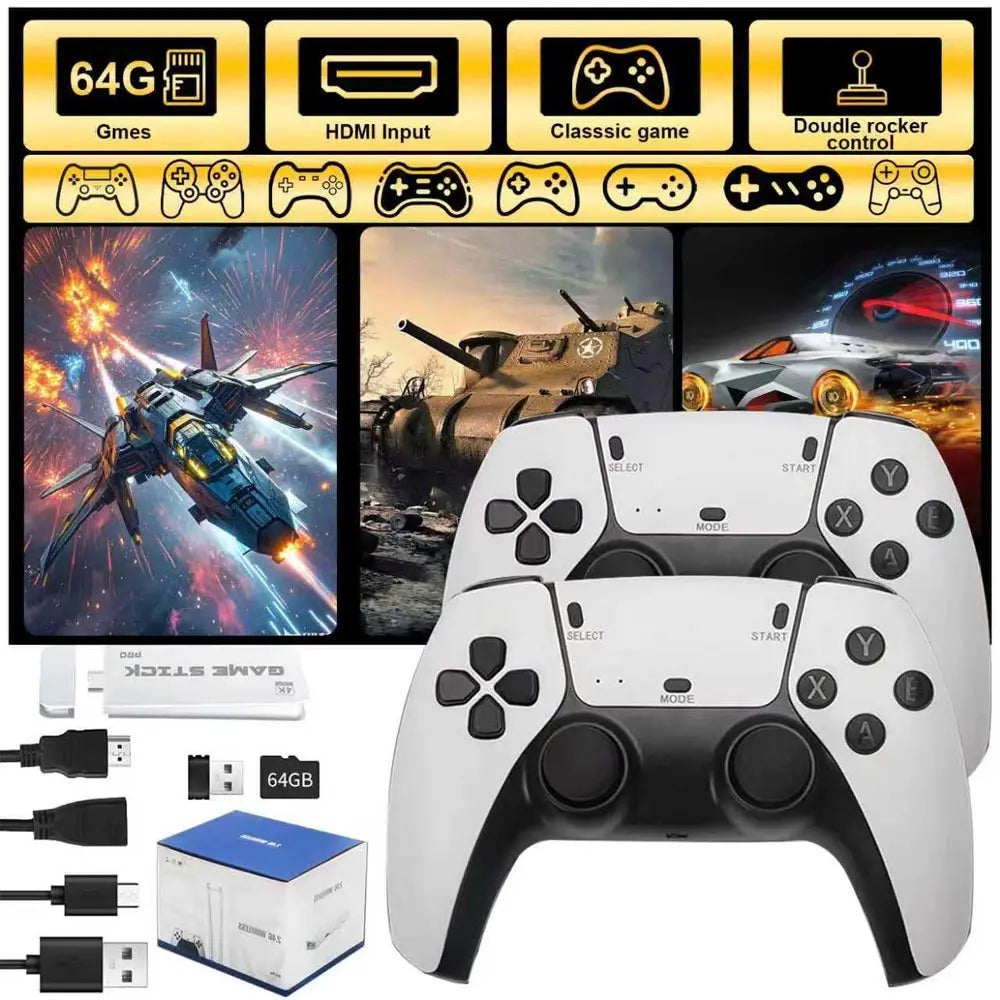 2026 Upgraded Retro Gaming Console, Retro Game Stick,Various Built-In Games and Emulators Smtar TV HD HDMI TV Game Stick, Built-In Classic Video Games, Plug & Play Game Console for Console Projector Smart TV with 2 Wireless Controllers