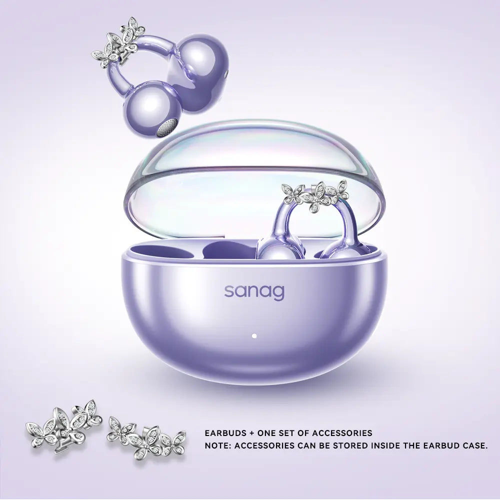* Featured Earphones * Sanag S6S Nova Ear Clip on Earphone for Iphone for Android for Samsung Wireless Bluetooth Women Accessories Earring Headphones Open Design Sports Running Fitness Yoga Exercise Earbuds Festive Holiday Gifts Birthdays Anniversary Gift