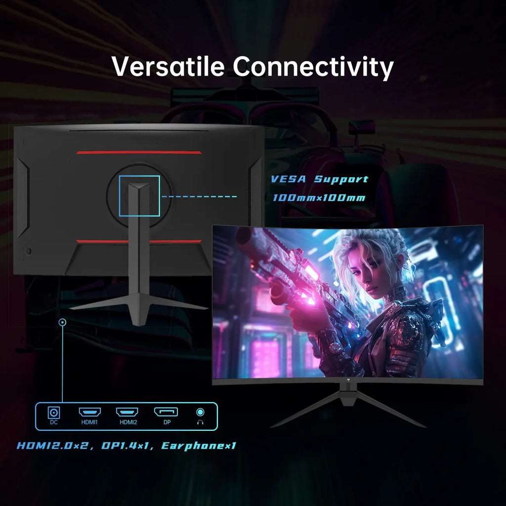 #Summervibes, KTC 32" FHD 1080P 1500R VA Curved Gaming Monitor - 180Hz Refresh Rate, 350Cd/M² Brightness, 3000:1 Dynamic Contrast, 122% Srgb, HDR10, Freesync Premium, 2Xhdmi 2.0, Displayport 1.4, VESA Compatible, Tilt Adjustable, Eye Care, Model H32S17C