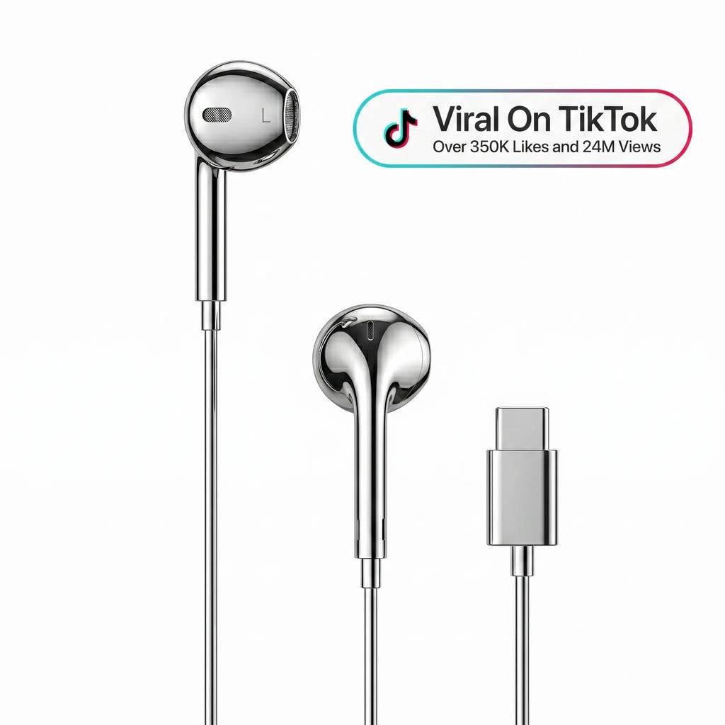 Aesthetic Chrome Earbuds (USB Type-C)