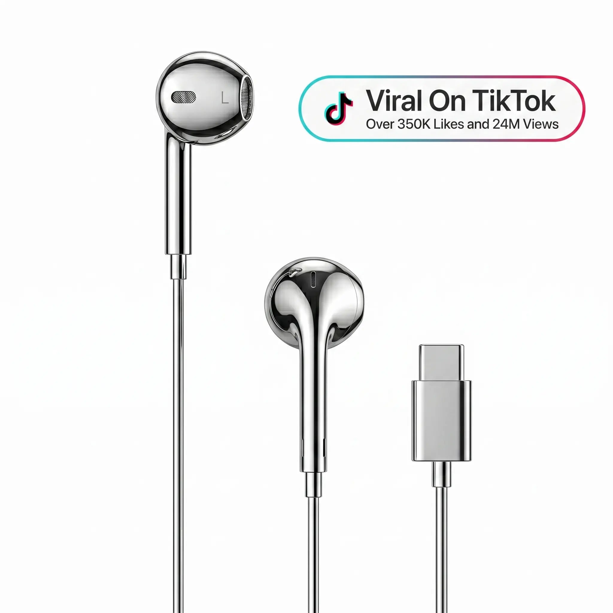 Aesthetic Chrome Earbuds (USB Type-C)