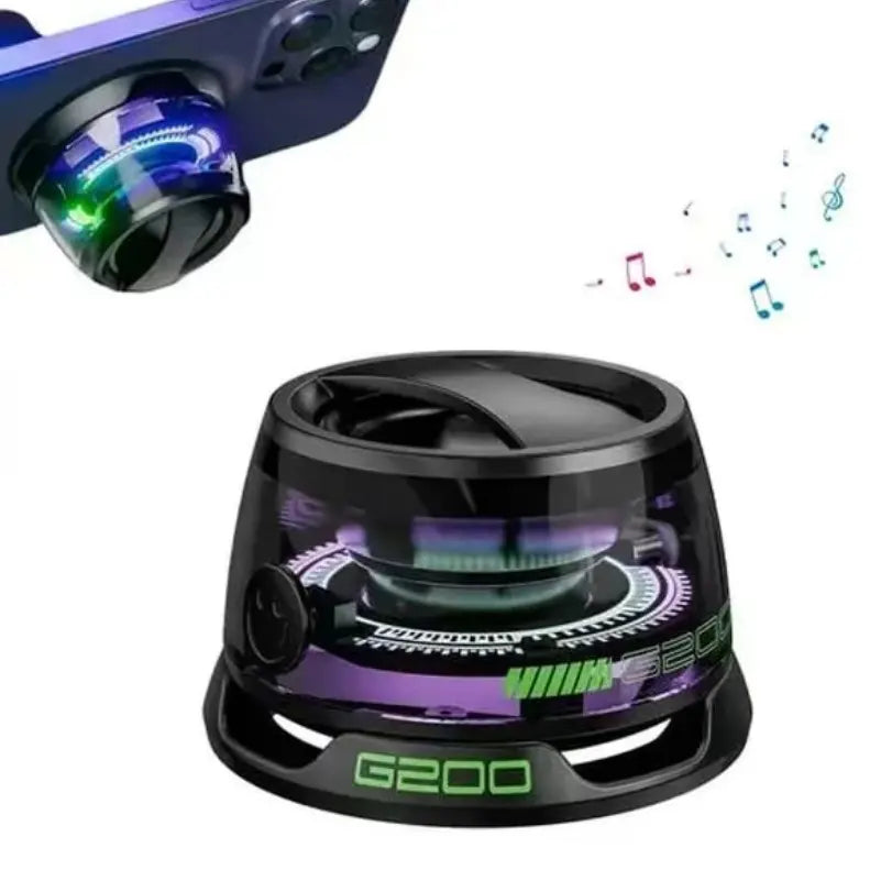 Magnetic Mini Bluetooth Speaker, G200 5W Minispeakers Wireless with Bluetooth 5.3, RGB Lightgame Mode,7H Playtime, Portable Phone Stand Foriphone, Travel, Golf Cart -Black