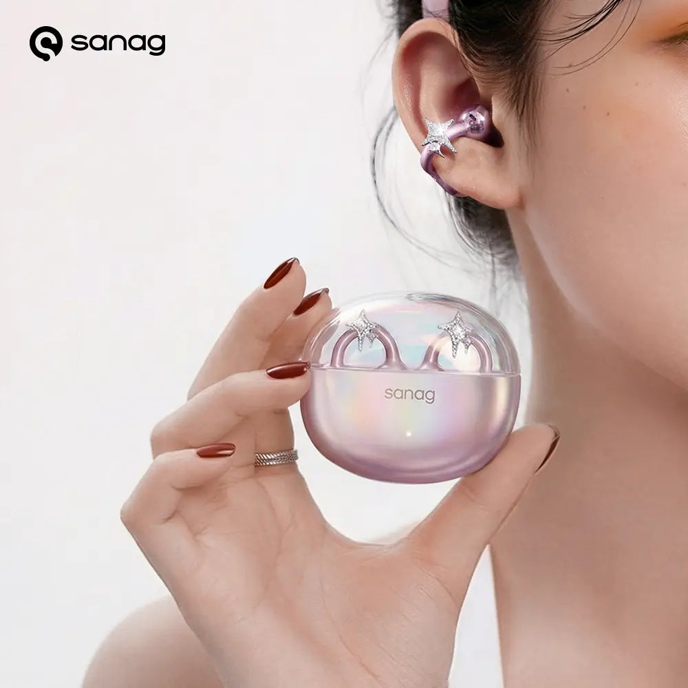 * Featured Earphones * Sanag S6S Nova Ear Clip on Earphone for Iphone for Android for Samsung Wireless Bluetooth Women Accessories Earring Headphones Open Design Sports Running Fitness Yoga Exercise Earbuds Festive Holiday Gifts Birthdays Anniversary Gift