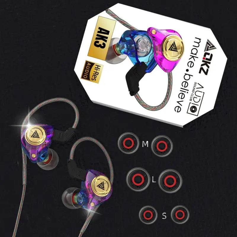 QKZ AK3 in Ear Monitor Headphone, Wired Gaming Earbuds with MIC, Deep Bass Sound, Portable 3.5Mm Wired Gaming IEM In-Ear Earphones Ear Buds, for Singers Musicians with MIC IEM for Music Video Calling