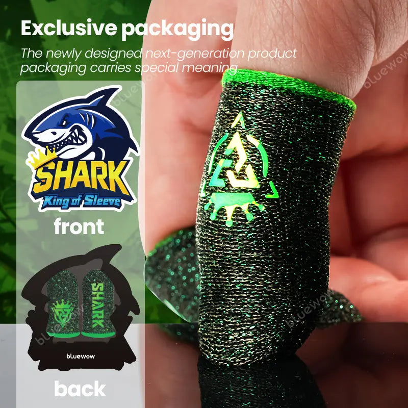 Bluewow Sharkking Silverfiber Mobile Gaming Finger Sleeves, 20-Count Individual Packaging, 0.3Mm Ultra-Soft Thin Fabric, High-Sensitivity Sweat-Proof Compact Portable Smartphone Gaming Accessories for Gamers