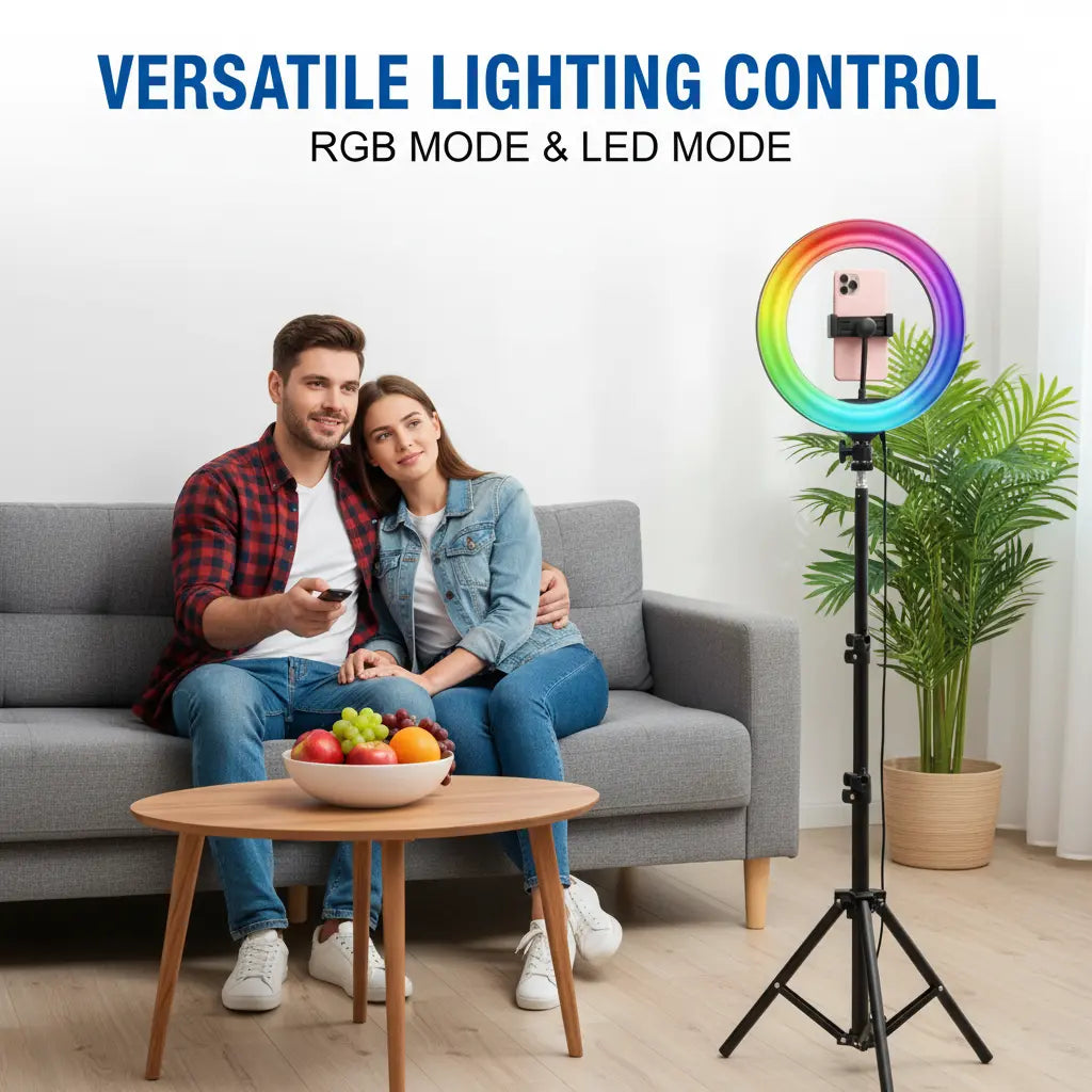 10-Inch Ring Lights with Tripod Stand - 63" Extendable, 3 Modes & RGB Colors, Remote Control for Studio-Quality Tiktok, Youtube Videos and Live Streaming#Mother'S Day Gift
