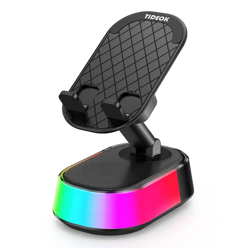 Wireless Induction Audio Speaker Stand, 5In1 Cellphone Holder, Rechargeable Emergency Power Bank,360° Adjustable Mobile Tablet Stand with Colorful Ambient Light Gifts for Men Women