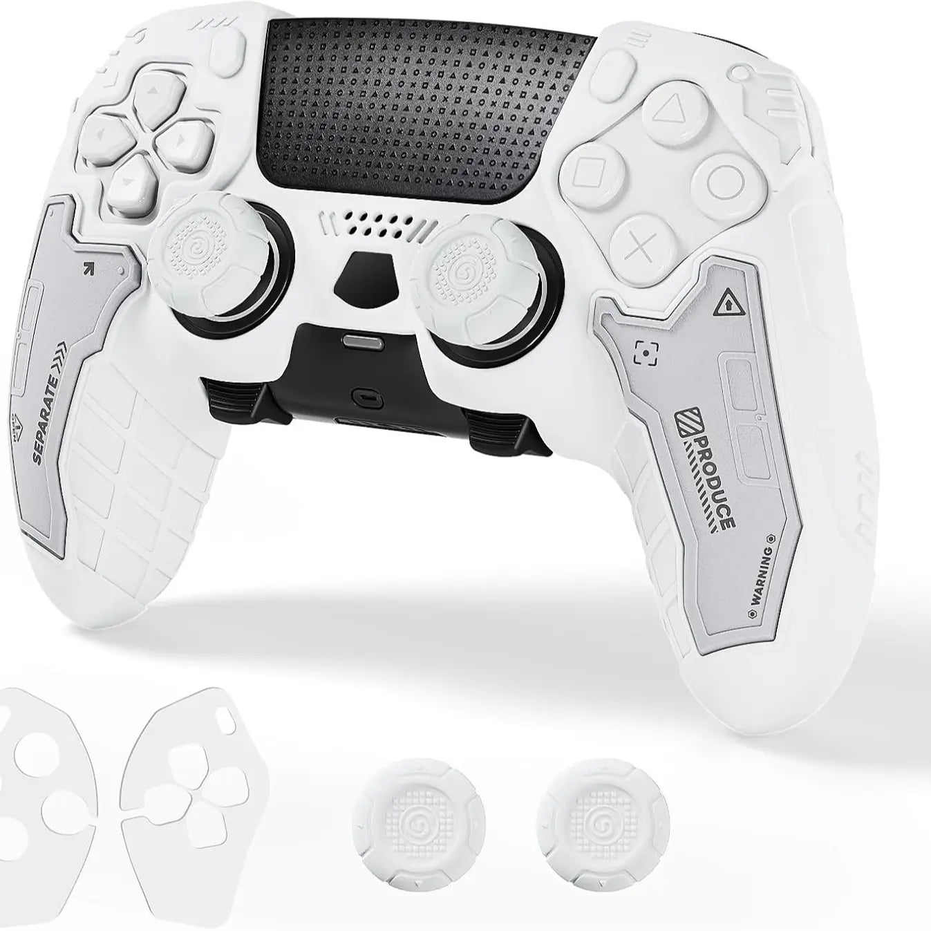 Geekshare Protective Cover Case for PS5 Edge (Elite) Controller – Tactical Anti-Slip Silicone Protective Skin Set Compatible ONLY with PS5 Edge Wireless Controller, Includes 2 Thumb Grip Caps – Ghost Gray