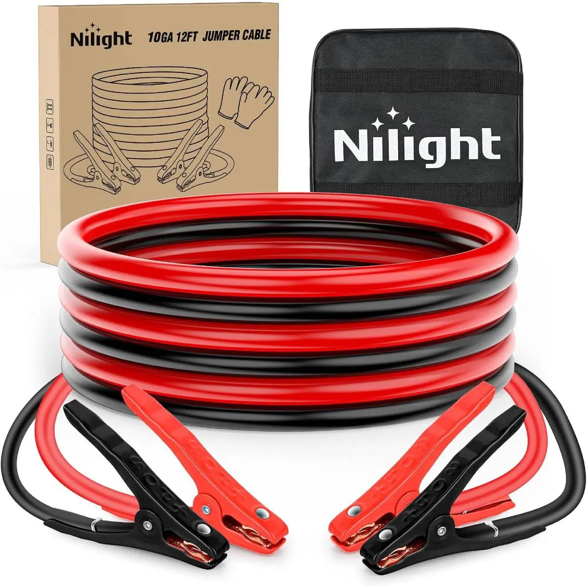 Nilight 0 Gauge 30 FT Heavy-Duty 1000 a CCA Automotive Vehicle Jumper Cables, Car Battery Booster Jump Start Kit with Carry Bag & Storage Bag for Pickup Trucks
