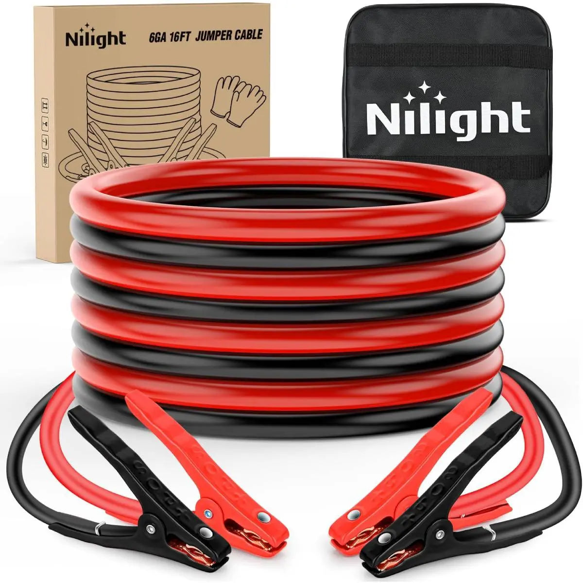 Nilight 0 Gauge 30 FT Heavy-Duty 1000 a CCA Automotive Vehicle Jumper Cables, Car Battery Booster Jump Start Kit with Carry Bag & Storage Bag for Pickup Trucks