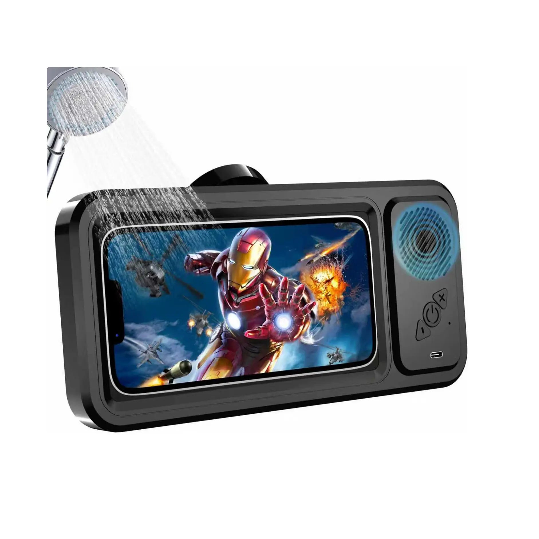 Waterproof Shower Phone Holder with Bluetooth Speaker, 360° Rotating Anti-Fog Touchscreen – Watch Videos, Listen to Music & Take Calls in Shower, Bathroom, Kitchen & Pool Smartphone Accessories Handy