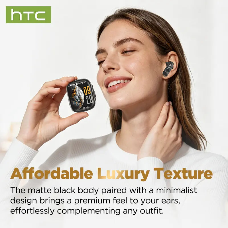 HTC NE72 TWS Earbuds, Bluetooth 6.0 Headphones, Multi-Language Translation, with App, Earbud Case Supports External Audio Playbackwireless Earbuds with LED Smart Touch Control, Suitable for Gaming, Office Work, Sports, Studying, and Voice Calls
