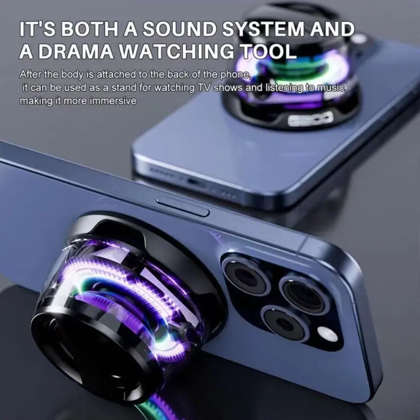 Magnetic Mini Bluetooth Speaker, G200 5W Minispeakers Wireless with Bluetooth 5.3, RGB Lightgame Mode,7H Playtime, Portable Phone Stand Foriphone, Travel, Golf Cart -Black