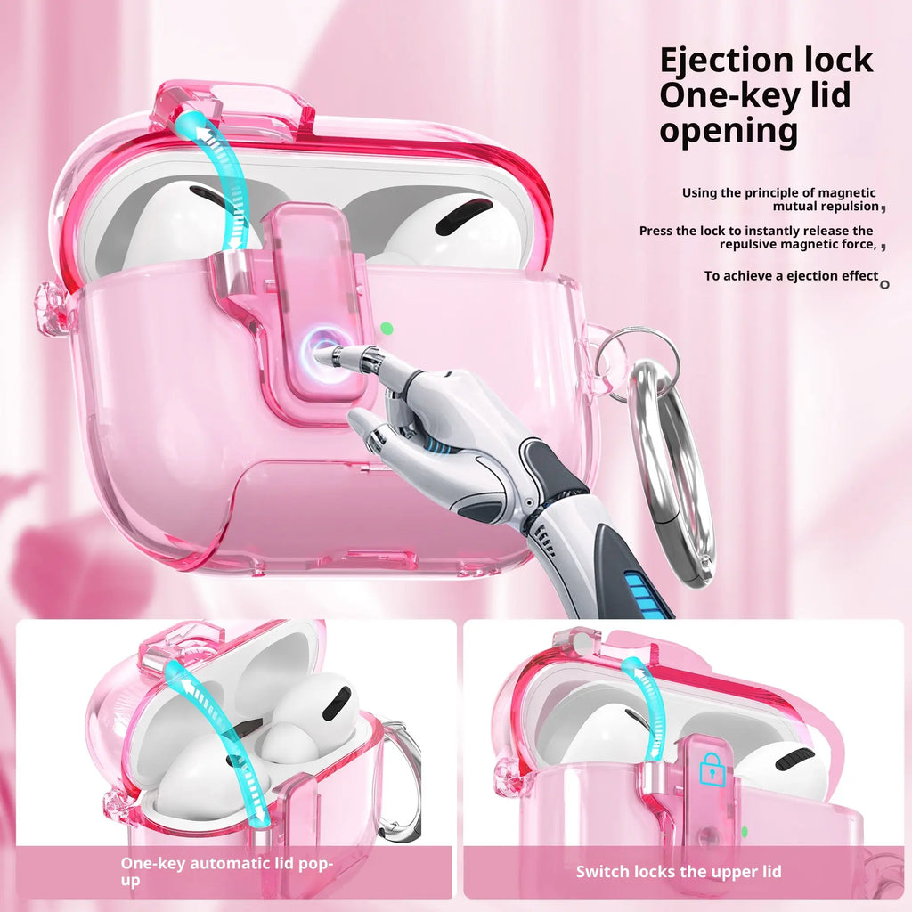 Suitable for Airpods Pro 2 Protective Case, Transparent Pop-Up Cover, Airpods 4Th Generation, Airpods Pro 3 Earphone Protective Case, Anti-Drop, Stylish, Simple