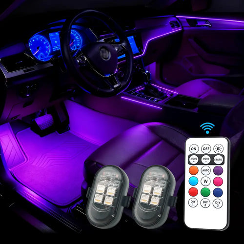 2/4/6/10Pcs Upgrade RGB Car Atmosphere Lights, Larger Battery & Brighter, Type-C Charging Cable, Wireless Remote Multi-Mode for Car Motorcyc Car Lighting Accessories Car Interior Lighting
