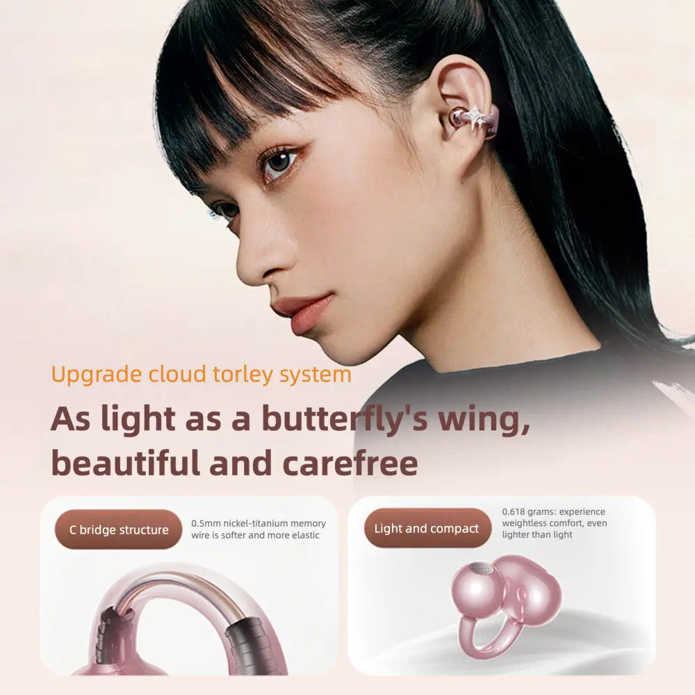 * Featured Earphones * Sanag S6S Nova Ear Clip on Earphone for Iphone for Android for Samsung Wireless Bluetooth Women Accessories Earring Headphones Open Design Sports Running Fitness Yoga Exercise Earbuds Festive Holiday Gifts Birthdays Anniversary Gift