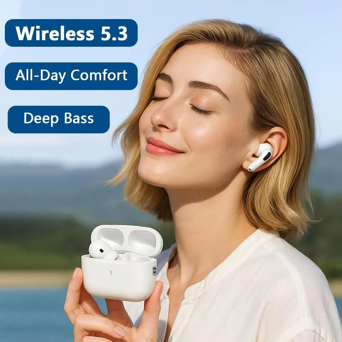 TWS Wireless Bluetooth-Compatible Earphones with Microphone, High Fidelity Stereo Sound, Smart Touch, Low Latency, Long Battery Life, Auto Pairing